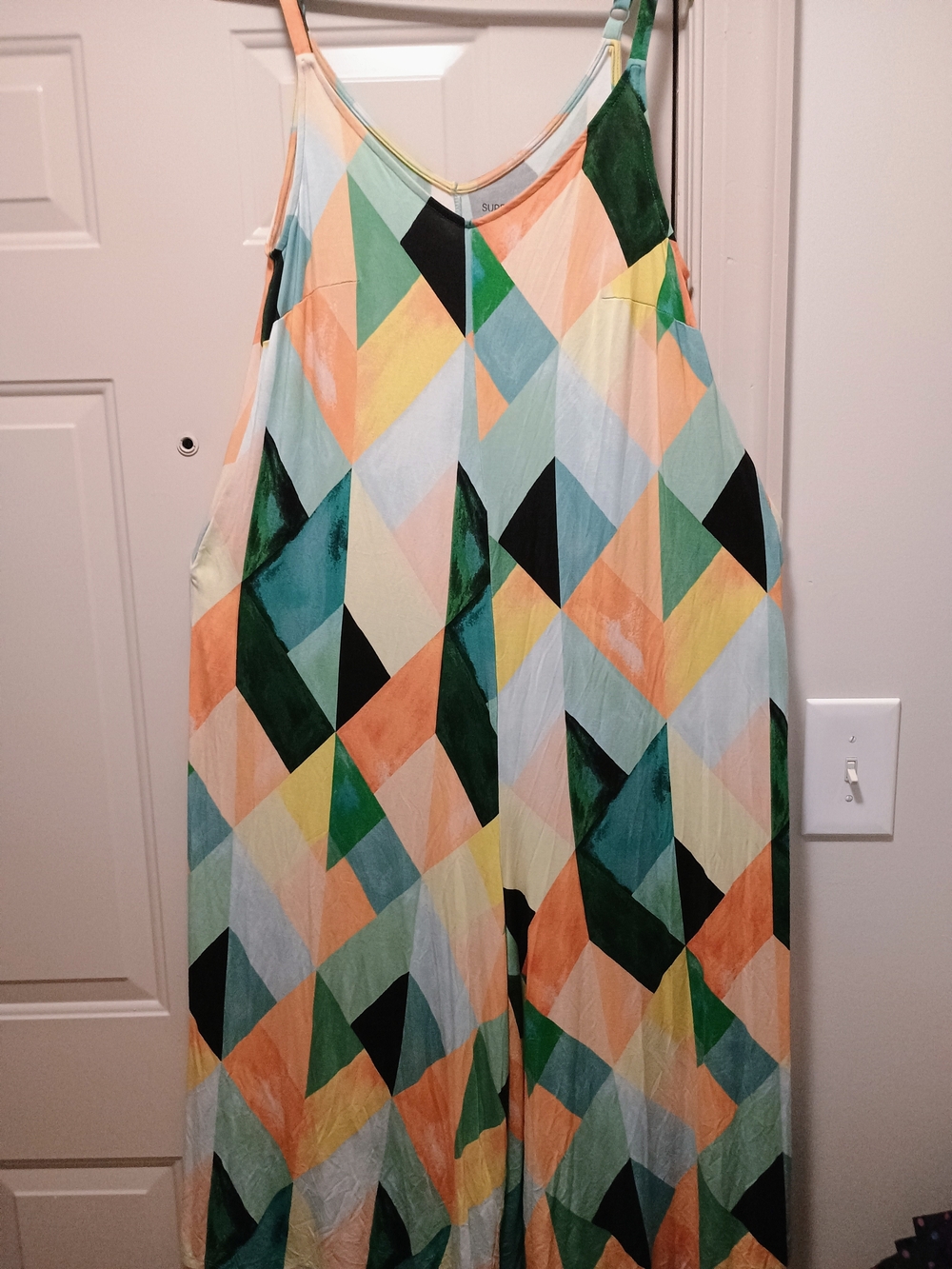 torrid Multi-Color Geometric Wide-Leg Jumpsuit - Peach, Mint & Black